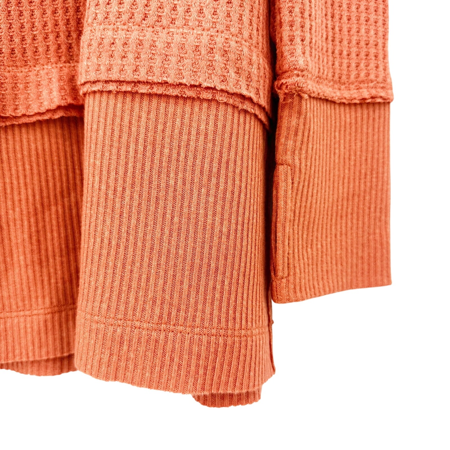 We the Free People orange coral North Shore Thermal top women's SMALL shirt NEW