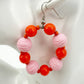 handmade pink & orange loop beaded EARRINGS jewelry NEW made with vintage beads
