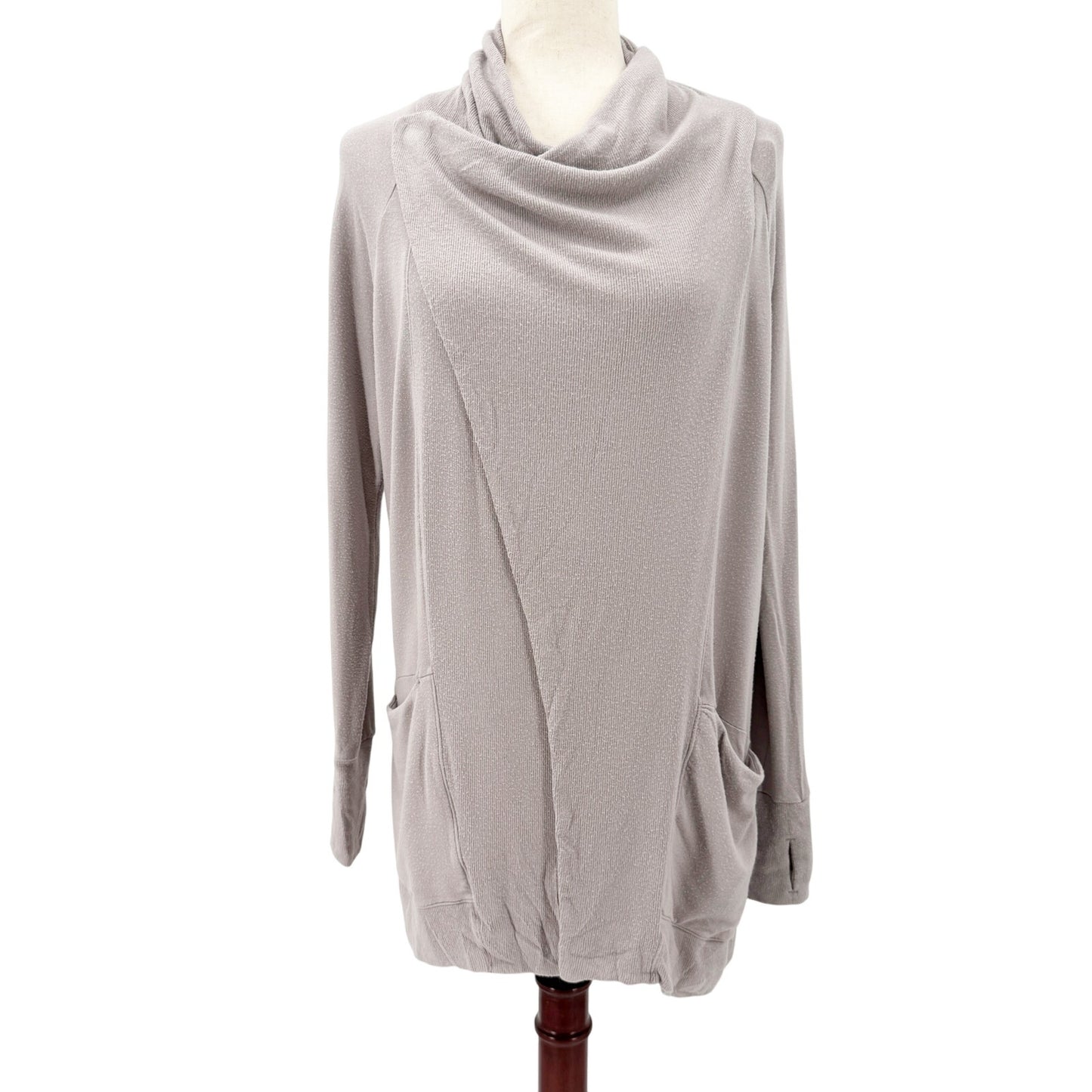 Athleta gray Studio Wrap Cardigan women's SMALL open front yoga coverup