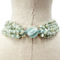 vintage pale blue stone multi-strand Necklace statement jewelry toggle closure