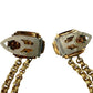 vintage gold clear rhinestones Double Dress Clip drape chain BROOCH jewelry pin