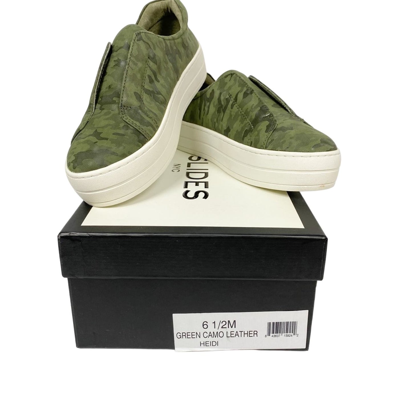 J/Slides green camo leather Heidi platform sneakers shoes sz 6 6.5 new $150