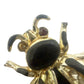 vintage black enamel & gold Bug Fly BROOCH insect jewelry pin clear rhinestones