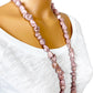 62" long strand of pink turquoise stones NECKLACE statement jewelry