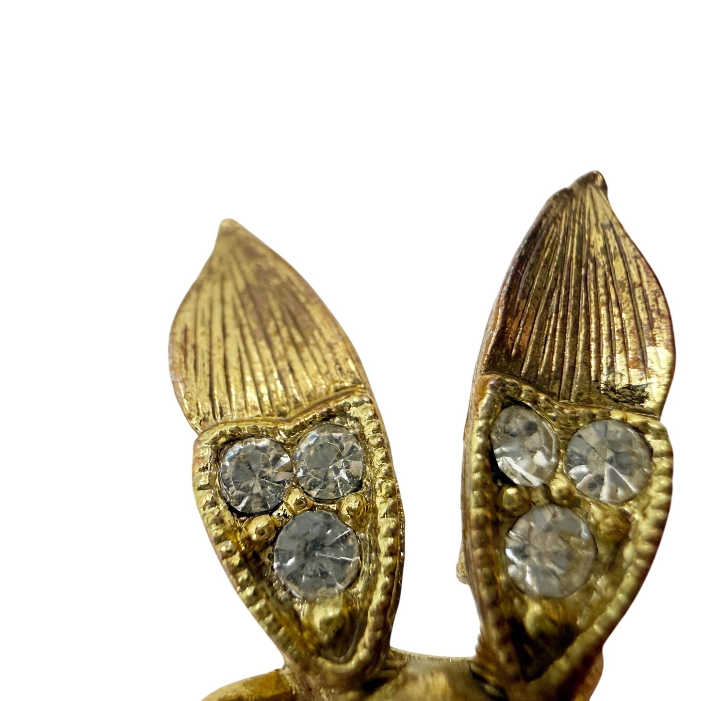 vintage antique gold tone Trembler Brooch flying insect jewelry pin rhinestones