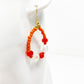 handmade orange & crystal loop beaded EARRINGS jewelry NEW vintage beads
