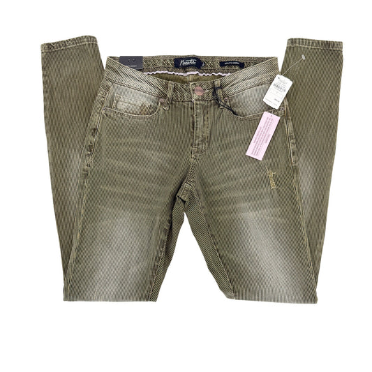 Nanette Lepore olive green black striped Jeans Nolita Skinny pants women's 2 new