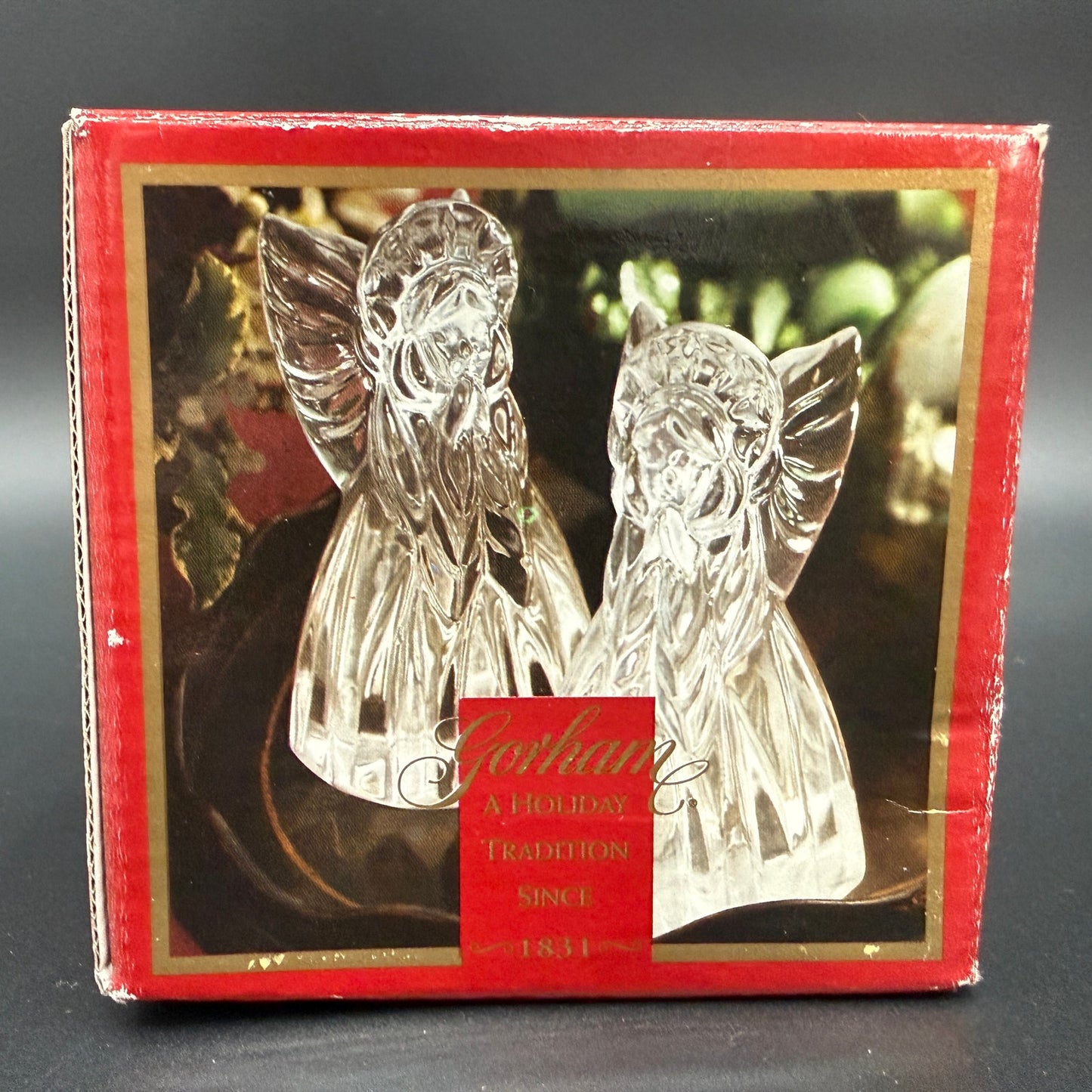 Gorham Holiday Traditions Angels Salt & Pepper set full lead crystal Christmas