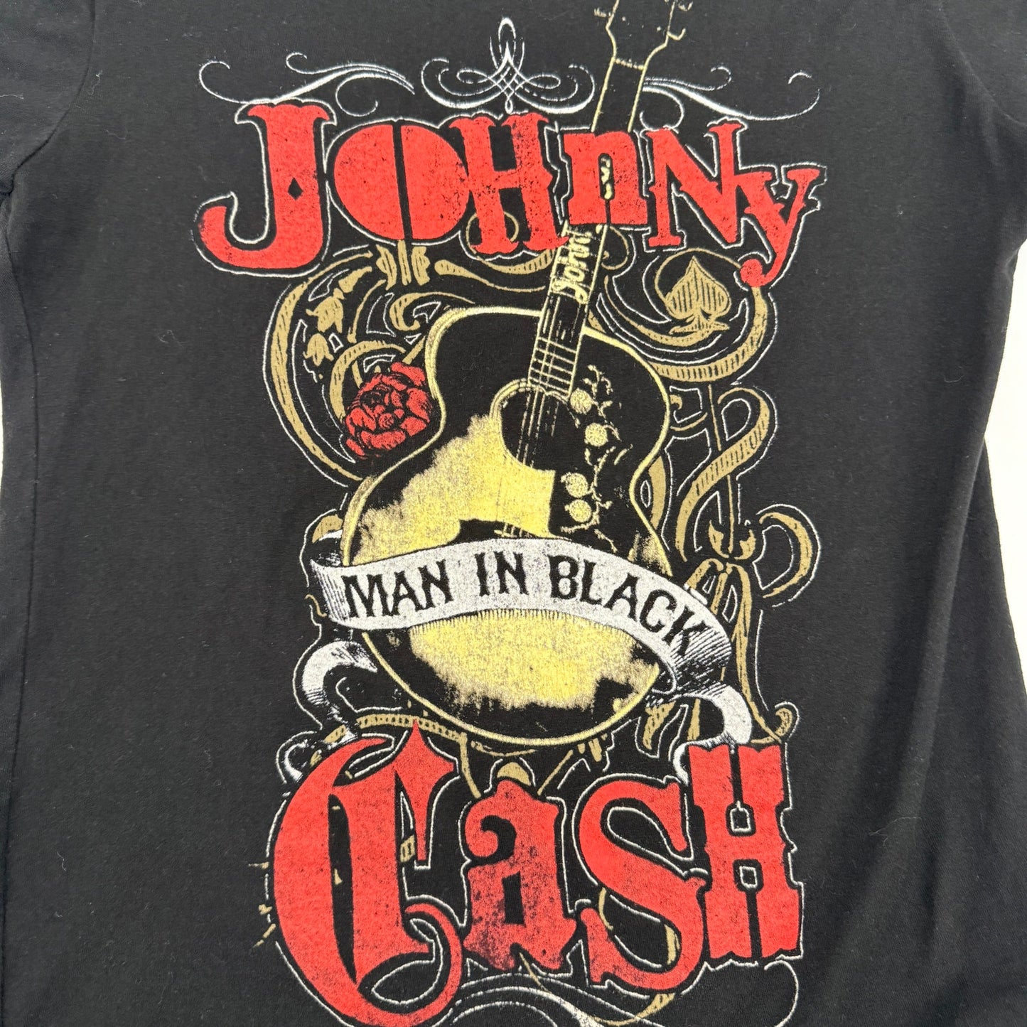 Johnny Cash guitar Man in Black tee T-shirt juniors XL souvenir Nashville