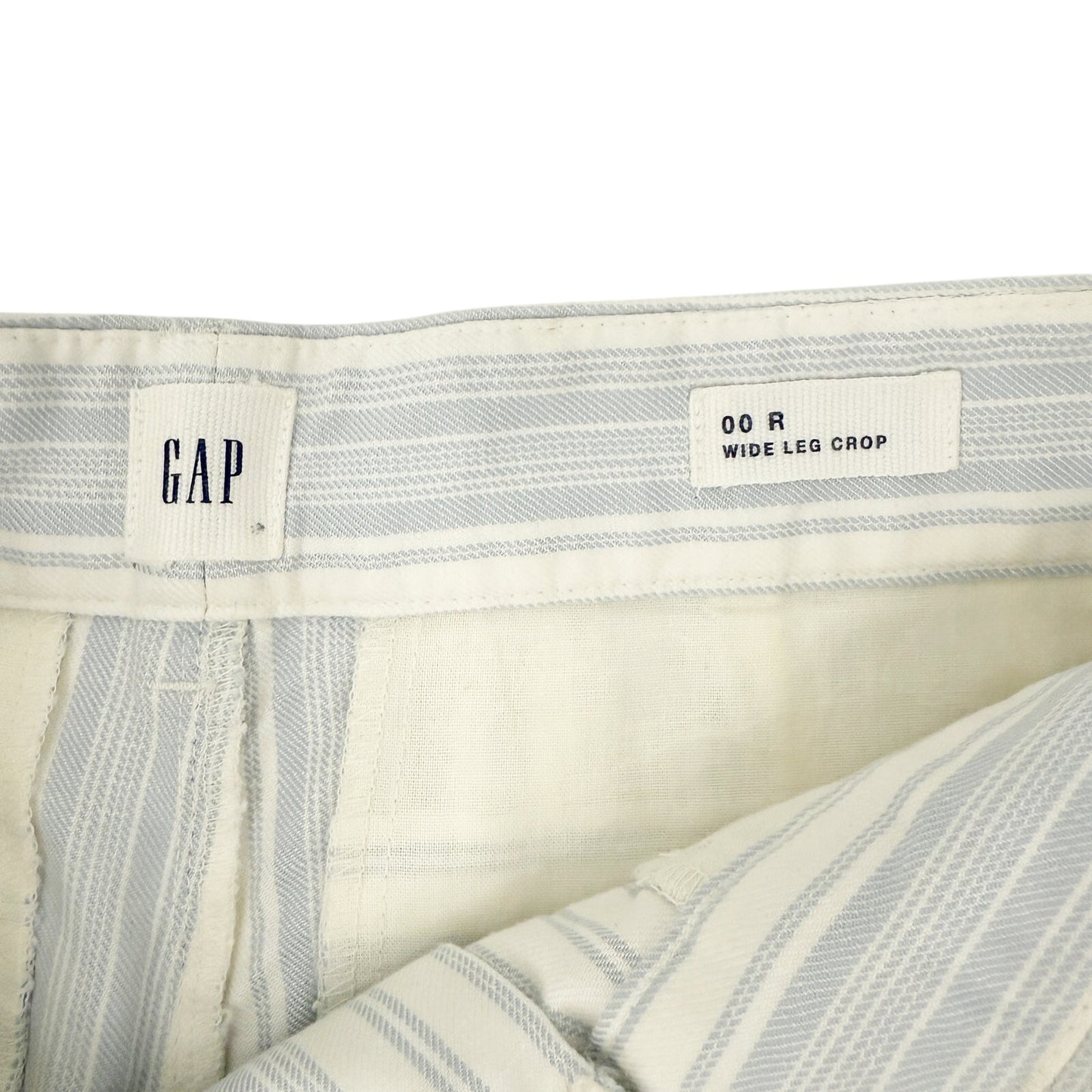 GAP blue & white striped Wide Leg Crop Pants 00 R extra small XXS mid rise NEW