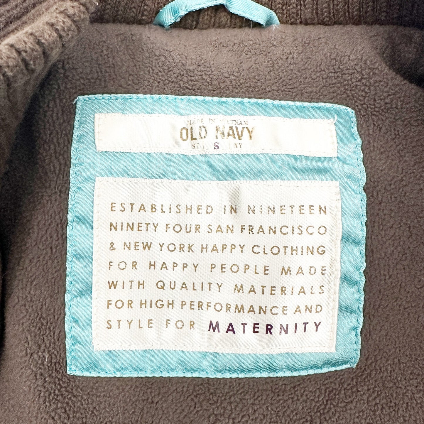 Old Navy Maternity brown puffer VEST faux fur hood size SMALL