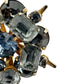 vintage light & dark blue rhinestones BROOCH round jewelry pin