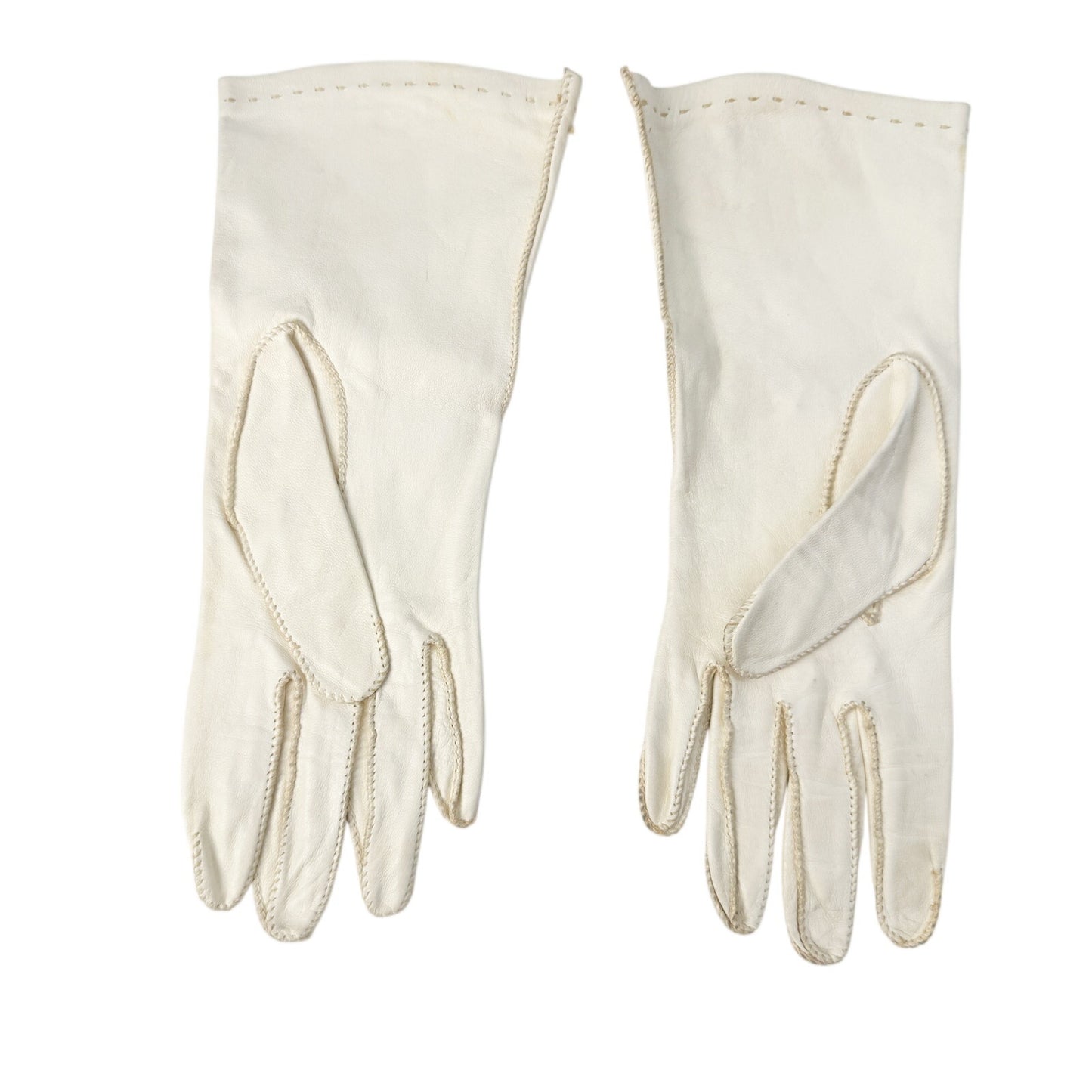 vintage Alexette white leather Above Wrist Dress Gloves women's 7 small