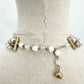 vintage multi-strand white beads & gold chain Choker Necklace costume jewelry