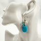 handmade blue white & silver beaded drop EARRINGS jewelry NEW vintage beads