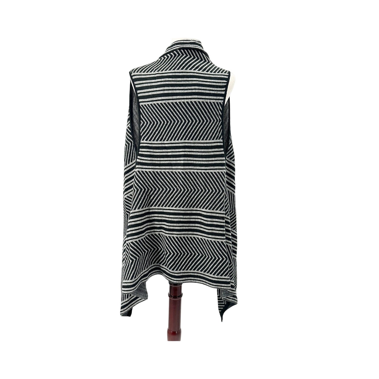 Lane Bryant gray & black striped open front Sweater Vest M / L medium large