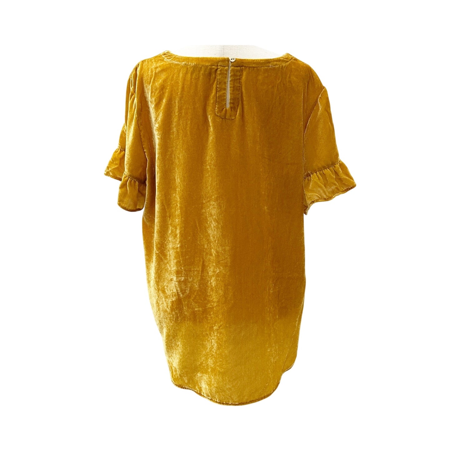 LOFT golden yellow velvet Blouse Top ruffled sleeves women's XL