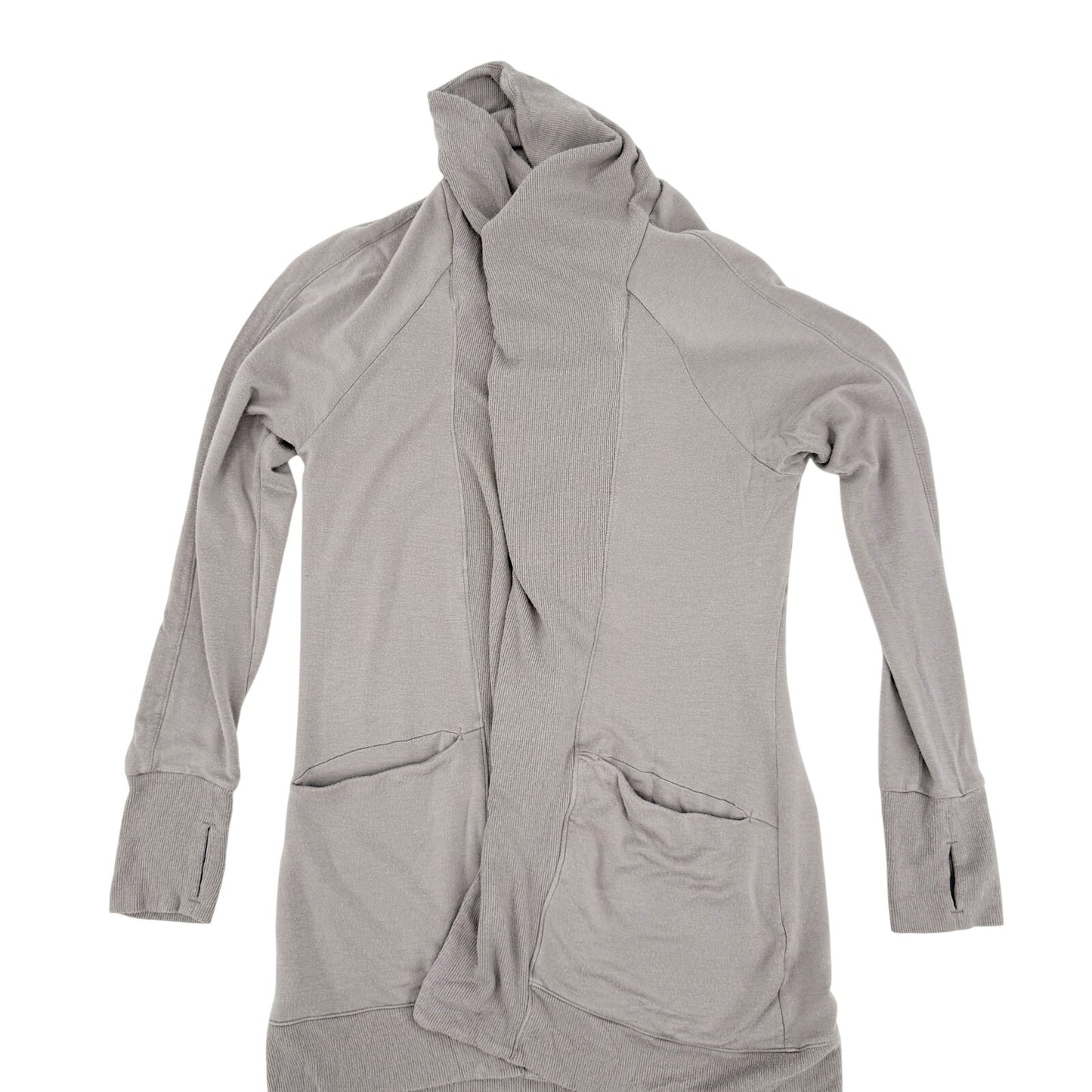 Athleta gray Studio Wrap Cardigan women's SMALL open front yoga coverup