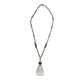 vintage antique gold metal clear beads acrylic Pendant Necklace rose & leaves