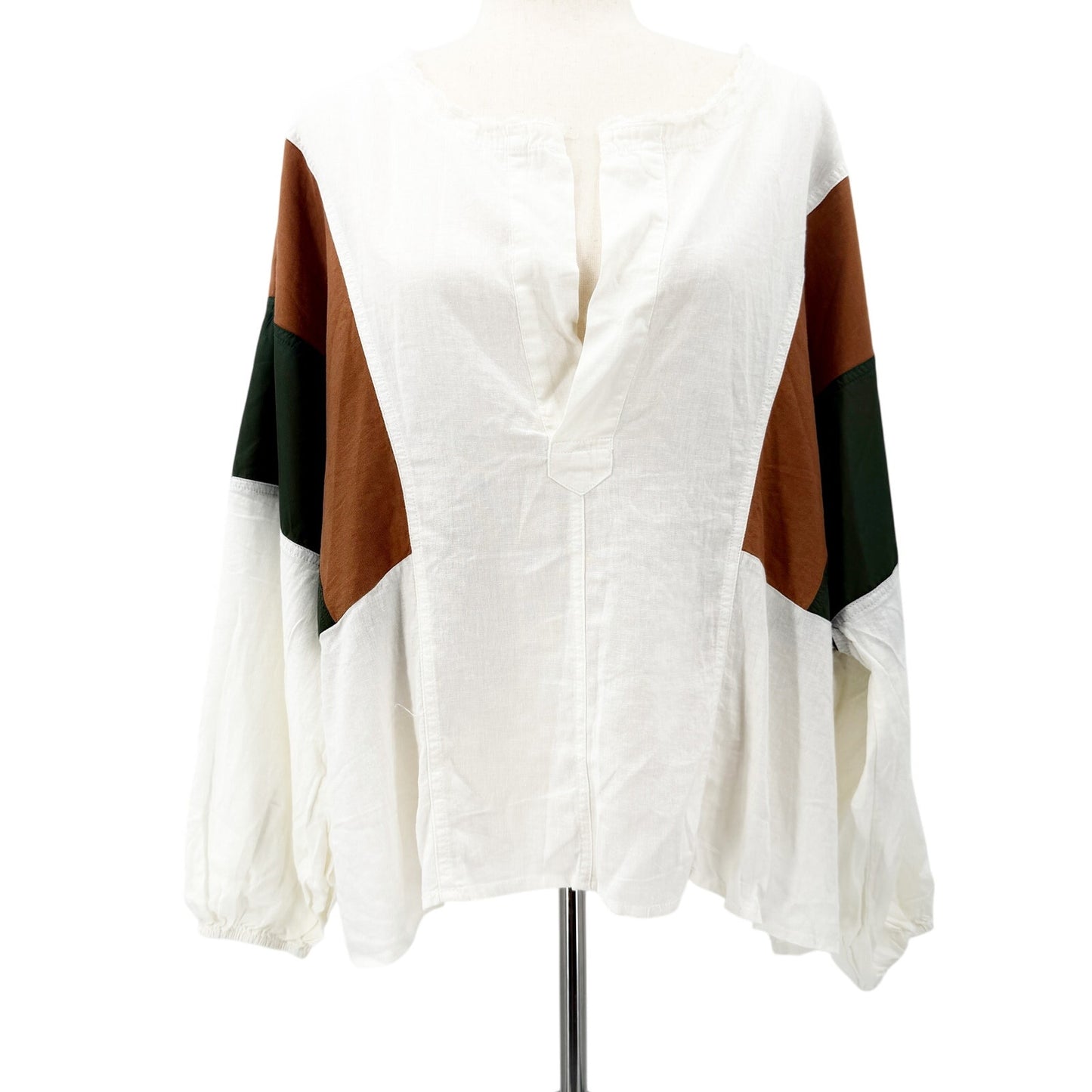We the Free People Beating Hearts Top women's SMALL white green brown NEW blouse