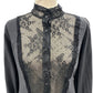 Allen B. Schwartz black lace Blouse Top women's MEDIUM long sleeves button down