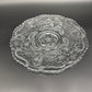 vintage 10.5" clear glass floral Cake Plate scalloped edge pressed glassware