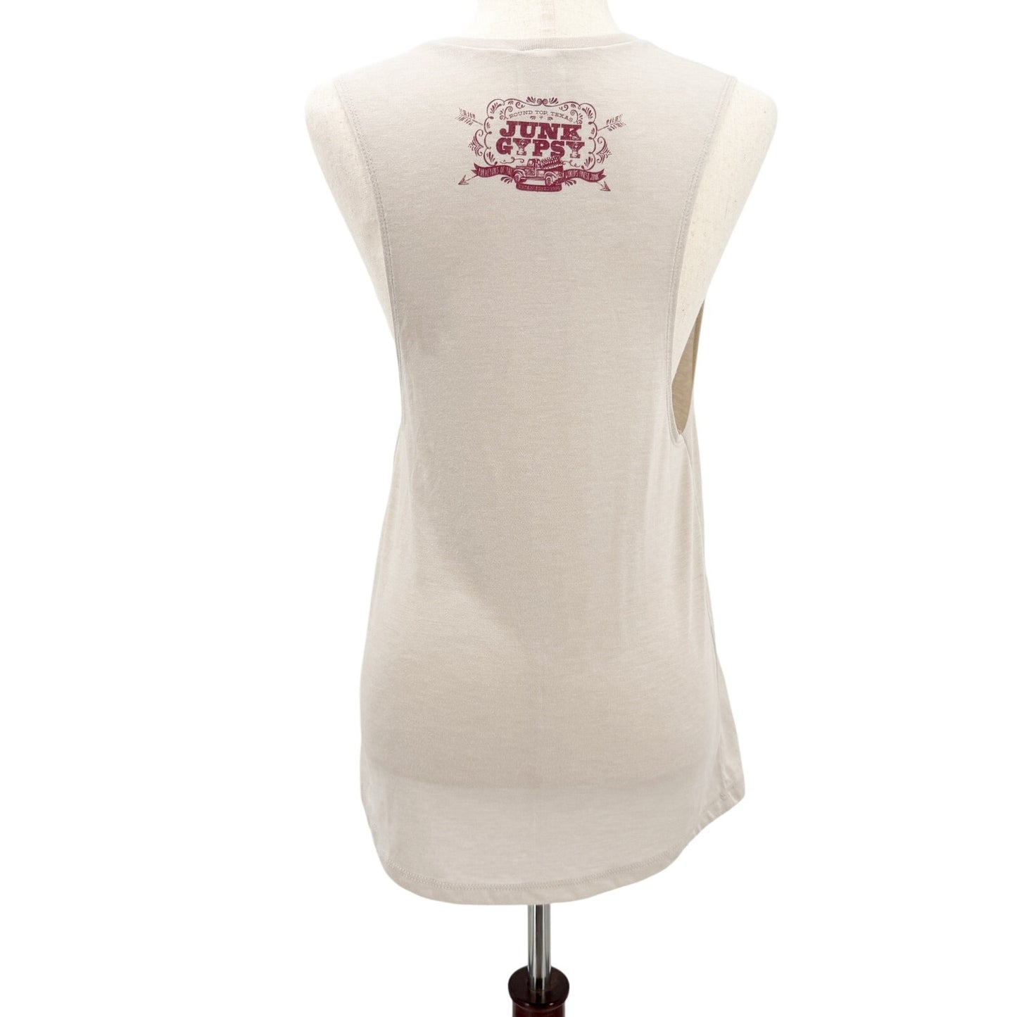 Resist Much Obey Little Tank Top women's MEDIUM beige burgundy Junk Gypsy tee