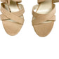 David's Bridal nude Faux Suede Lace-Up Sandals APARIS1 shoes block heels size 9