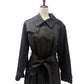 London Fog black belted Trench Coat women's 1X removable hood jacket outerwear