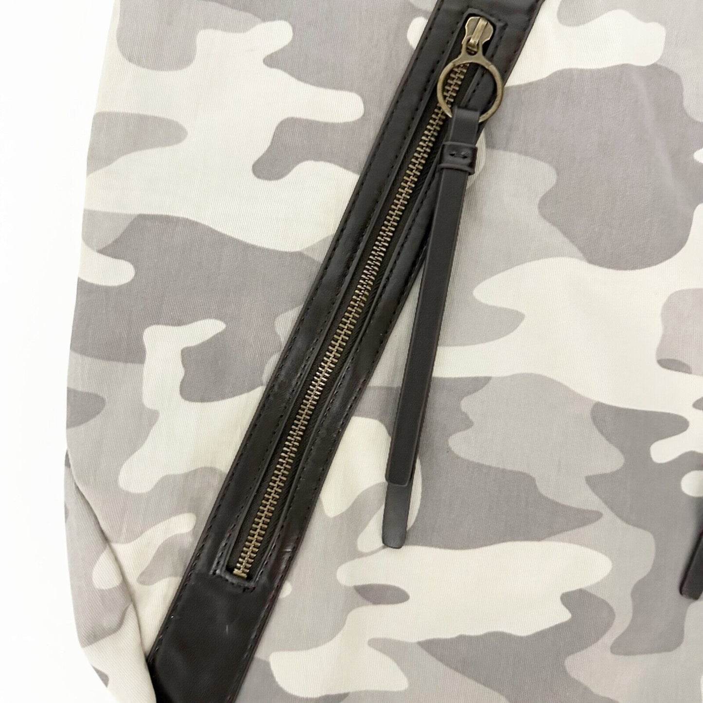 Banana Republic gray camouflage HANDBAG bag top handle purse faux leather camo