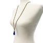 vintage gold metal cable chain & blue acrylic Pendant Necklace costume jewelry