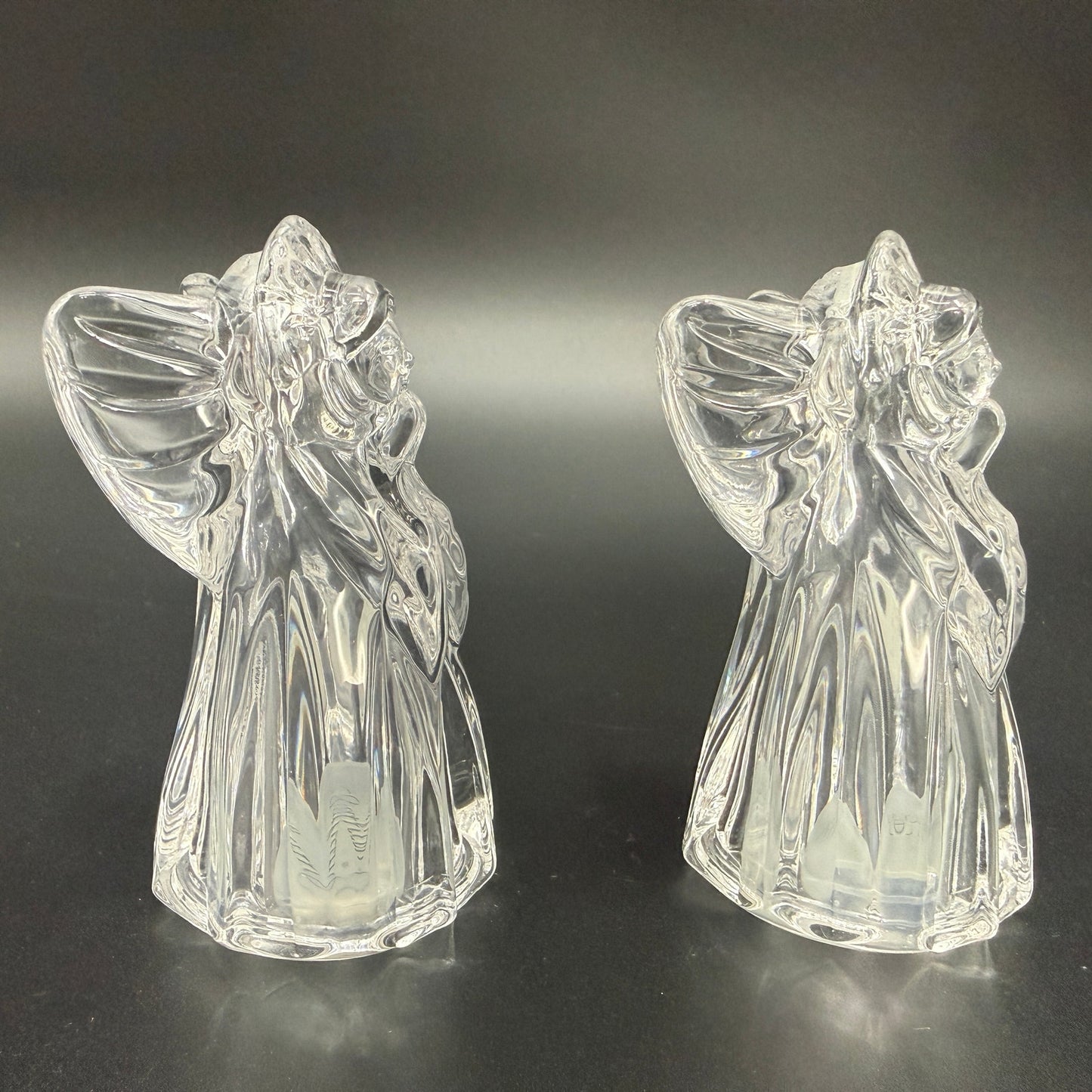 Gorham Holiday Traditions Angels Salt & Pepper set full lead crystal Christmas