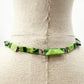 vintage dark & light green Paper Clip Tassel Necklace silver tone metal jewelry