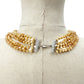 vintage tan multi-strand Stone beaded Necklace statement costume jewelry