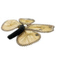 vintage black cream & metallic gold threads Butterfly BROOCH jewelry pin