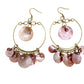 vintage BOHO gold pink shimmer shells rhinestones hook dangle EARRINGS jewelry