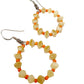handmade orange & tan loop beaded EARRINGS jewelry NEW vintage beads