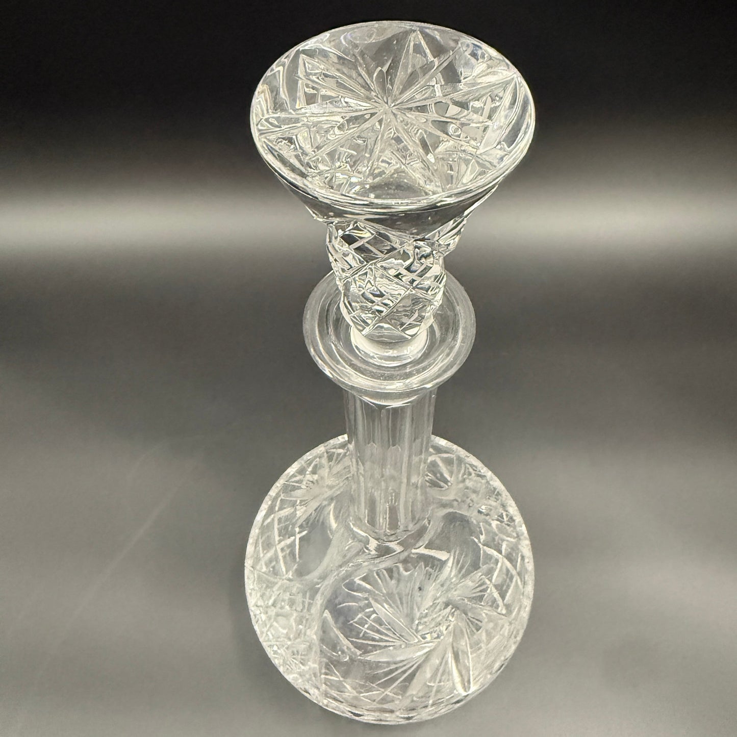 15" crystal cut glass Decanter & Stopper | vintage barware