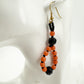 handmade orange &. black beaded EARRINGS jewelry NEW made w/ vintage beads