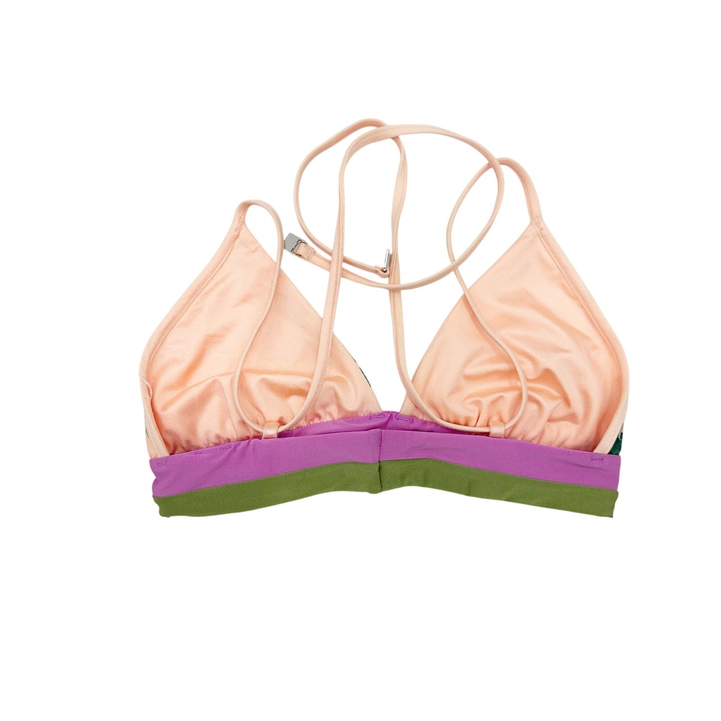 Seafolly peach purple green Las Palmas Bikini swim Top Fixed Tri Bra US size 4