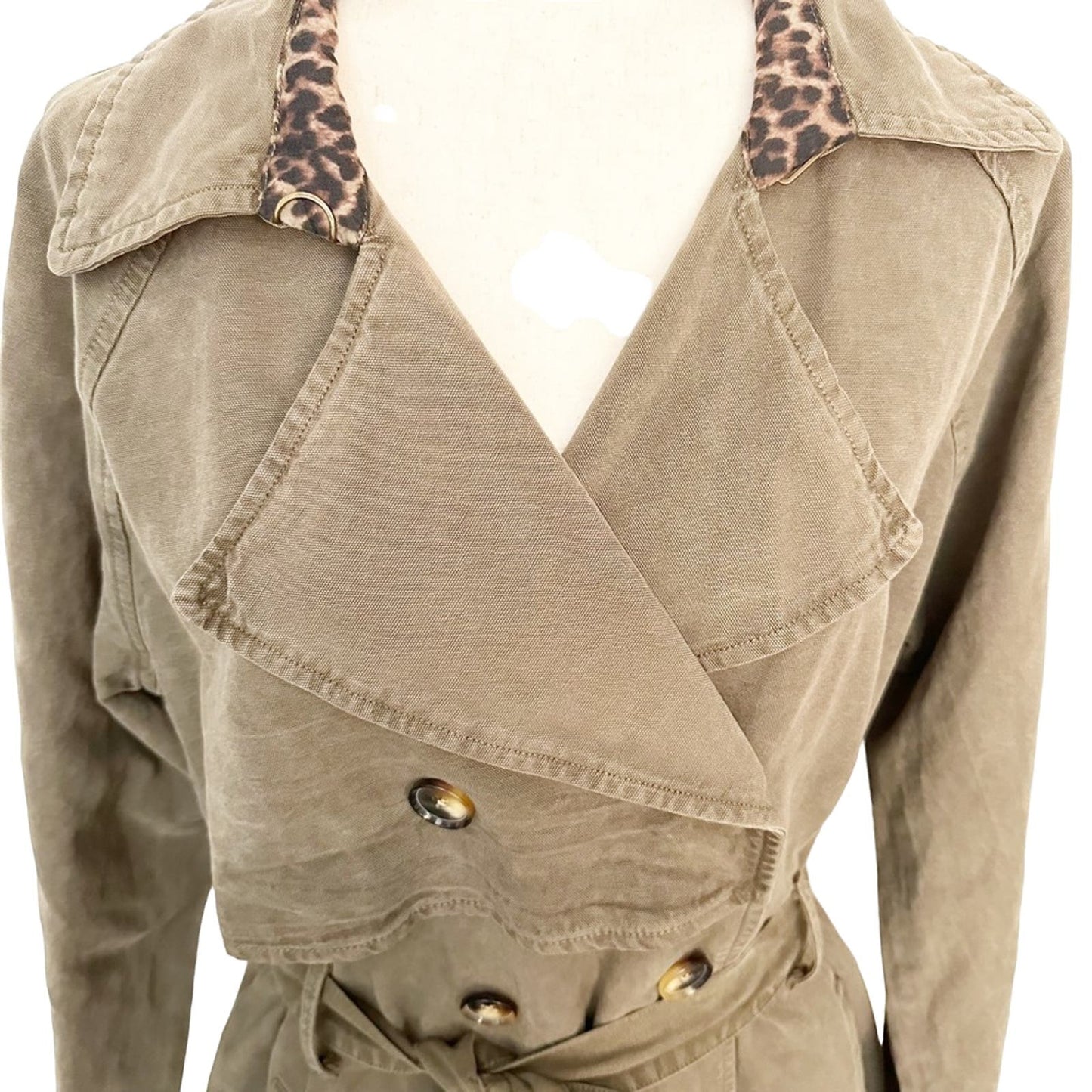 Lucky Brand olive green The Relaxed Trench Coat Jacket womens size LARGE new