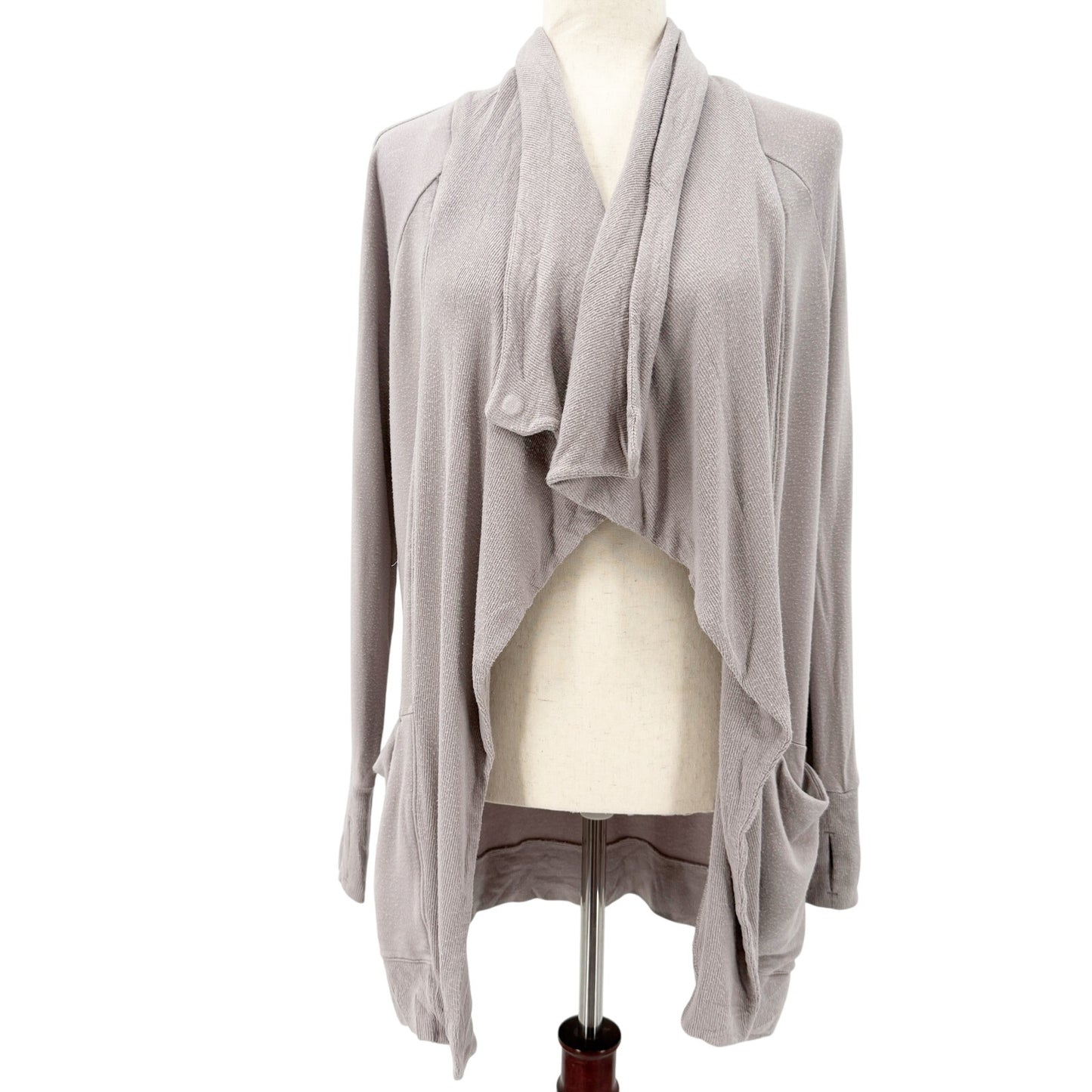Athleta gray Studio Wrap Cardigan women's SMALL open front yoga coverup