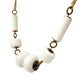 vintage gold tone metal chain chunky white beads Beaded Necklace costume jewelry