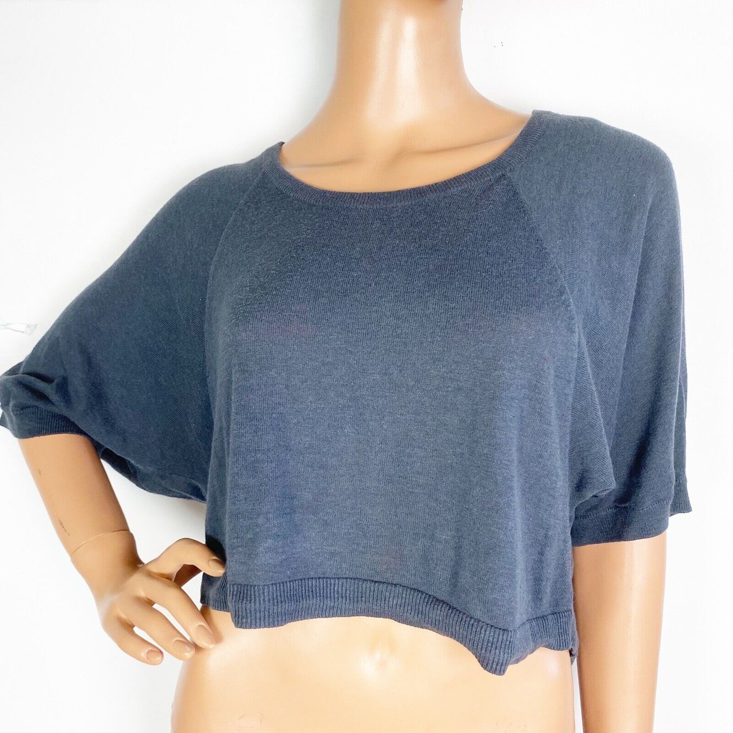 womens ROXY dark gray Sweater Crop Top size SMALL lightweight