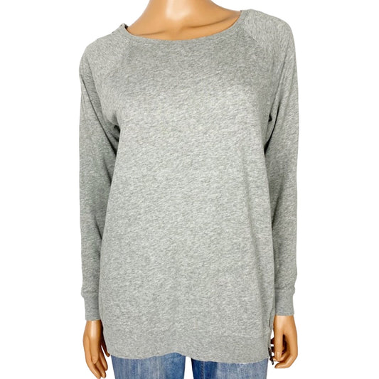 LEITH gray sweatshirt long TOP size XS extra small shoulder side zipper details