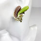 vintage green brown & gold leaf clip-on EARRINGS costume jewelry