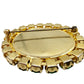 vintage green rhinestones stone & gold oval BROOCH costume jewelry pin