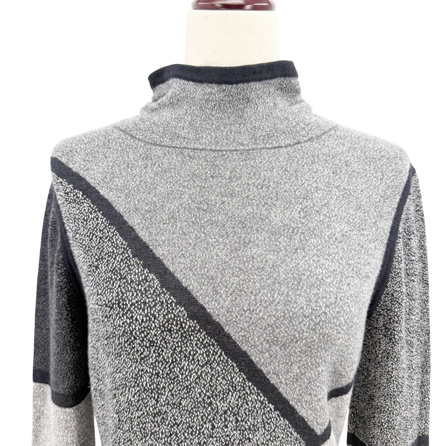 Title Nine gray & black Merino Wool geometric Tunic Sweater Dress women's MEDIUM