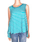 We The Free People white turquoise striped tank TOP oversized XS extra small NEW