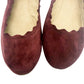Audrey Brooke burgundy Winny Ballet Flats size 7M shoes suede leather scalloped